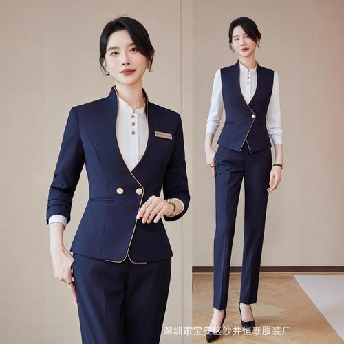 职业装西装套装女裙工装外套高端中式酒店餐厅会务接待前台工作服